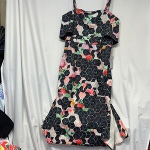 Cooper St Multicolor Floral Geometric removable strap back zip up Dress 8